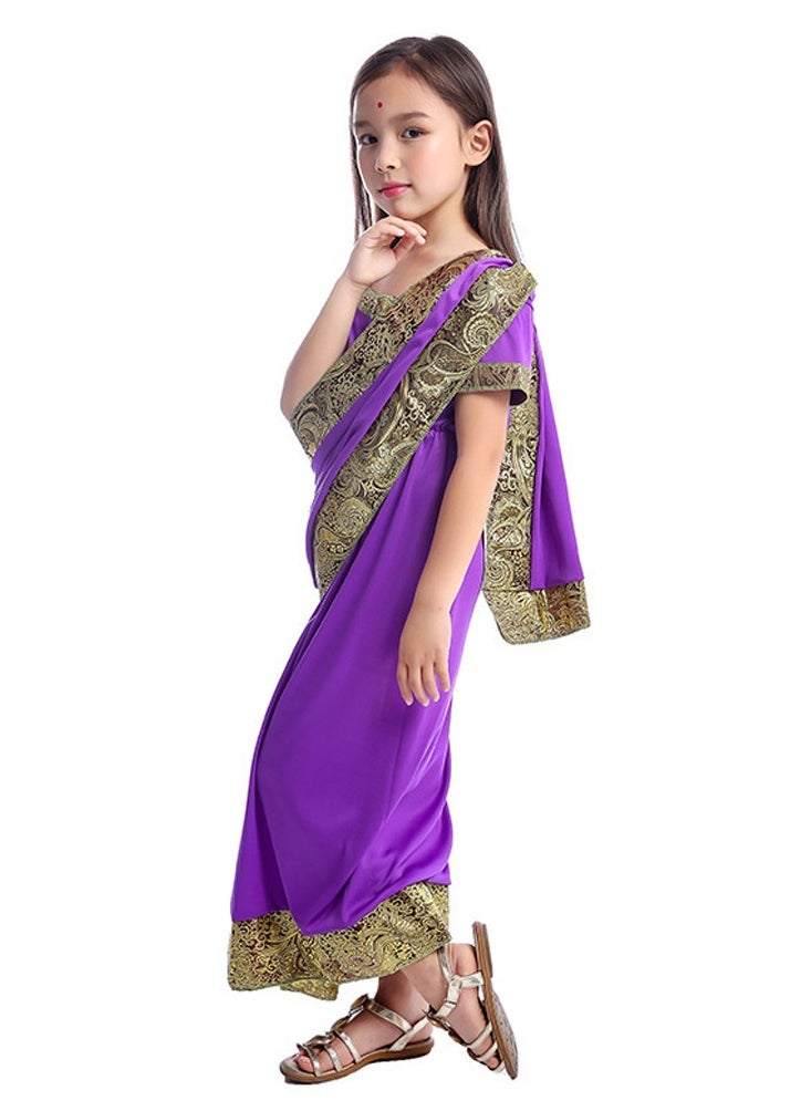 Al Aoyama - Bollywood Princess Masquerade Dress, Indian Girl Dress Up Kids Cosplay Costume, Purple - Image 1
