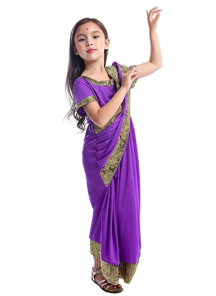 Al Aoyama - Bollywood Princess Masquerade Dress, Indian Girl Dress Up Kids Cosplay Costume, Purple - Image 1