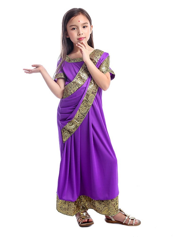 Al Aoyama - Bollywood Princess Masquerade Dress, Indian Girl Dress Up Kids Cosplay Costume, Purple - Image 1