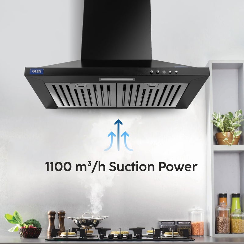 GLEN Glen Electric Kitchen Chimney Pyramid Shape with SS Baffle filters 60cm 1100 mh Black 6050 IN BLK Black  - Image 3