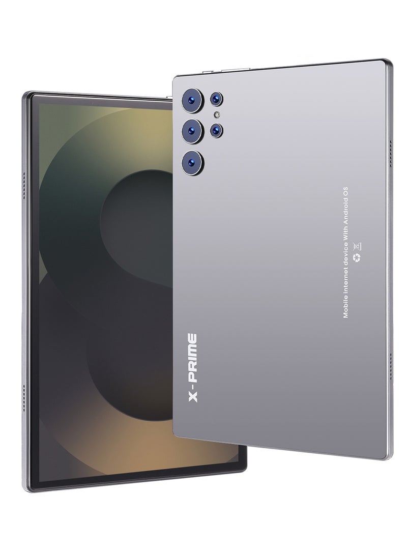 اكس برايم جهاز لوحي ذكي S25 Ultra+ بشاشة 10.1 بوصة عالية الدقة، أندرويد، تصميم نحيف مع لوحة مفاتيح، ذاكرة RAM 16GB وذاكرة تخزين 1TB، شريحتي اتصال، شبكة 5G، واي فاي، كاميرا مزدوجة، معالج ثماني النواة  رمادي - Image 1