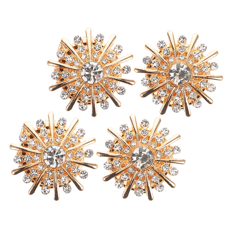 4pcs Rhinestone Button Covers: Rhinestone Detachable Buttons Clip- for Shirts - Formal Wear Accessories for Weddings and Parties - Image 4