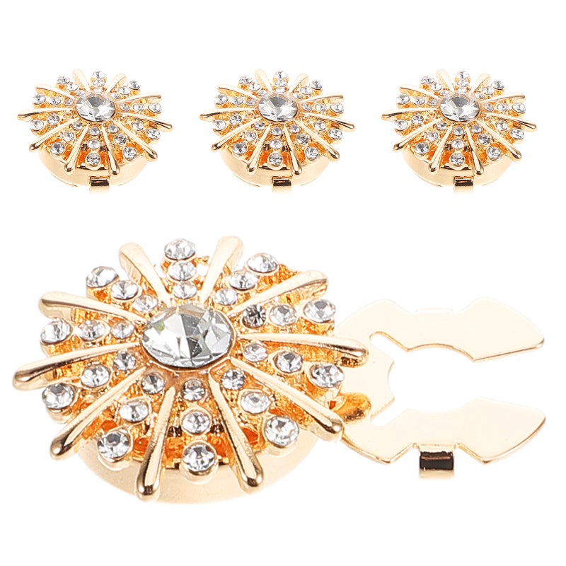 4pcs Rhinestone Button Covers: Rhinestone Detachable Buttons Clip- for Shirts - Formal Wear Accessories for Weddings and Parties - Image 5