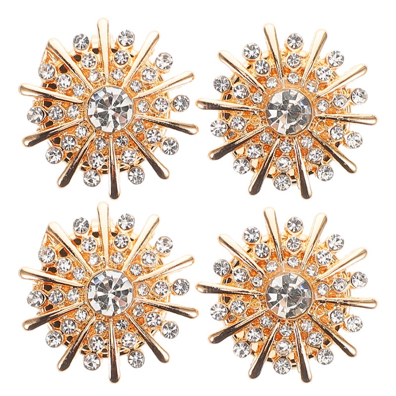 4pcs Rhinestone Button Covers: Rhinestone Detachable Buttons Clip- for Shirts - Formal Wear Accessories for Weddings and Parties - Image 1