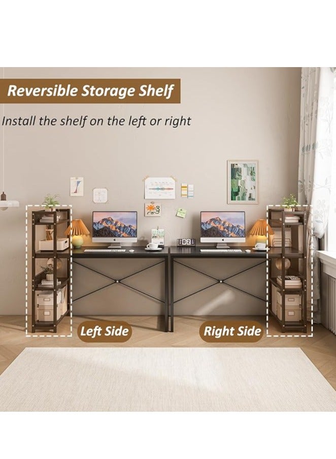 Computer Desk Home Office Desk Gaming Table with 4 Tiers Storage Shelves  L-Shaped Study Writing Table Corner Desk Laptop Desk with Strong Legs（120*50*80CM） - Image 4