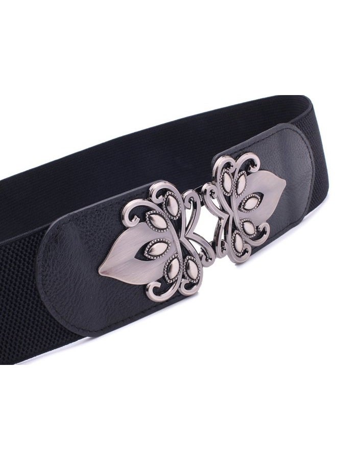 Syuer Womens Vintage Wide Elastic Stretch Waist Belt Retro Cinch Belt, Black, XL-XXL (88-114cm) - Image 5