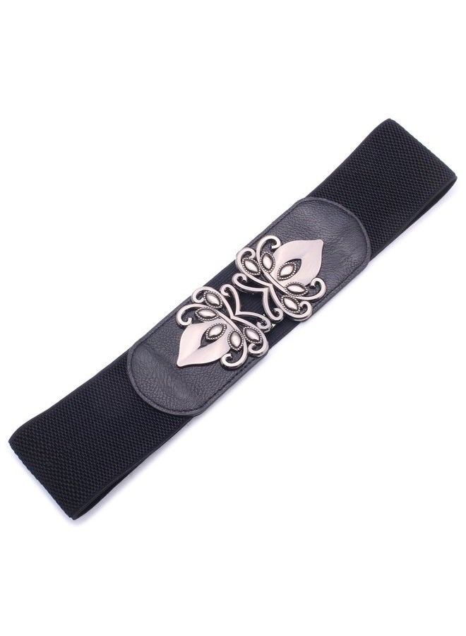 Syuer Womens Vintage Wide Elastic Stretch Waist Belt Retro Cinch Belt, Black, XL-XXL (88-114cm) - Image 4