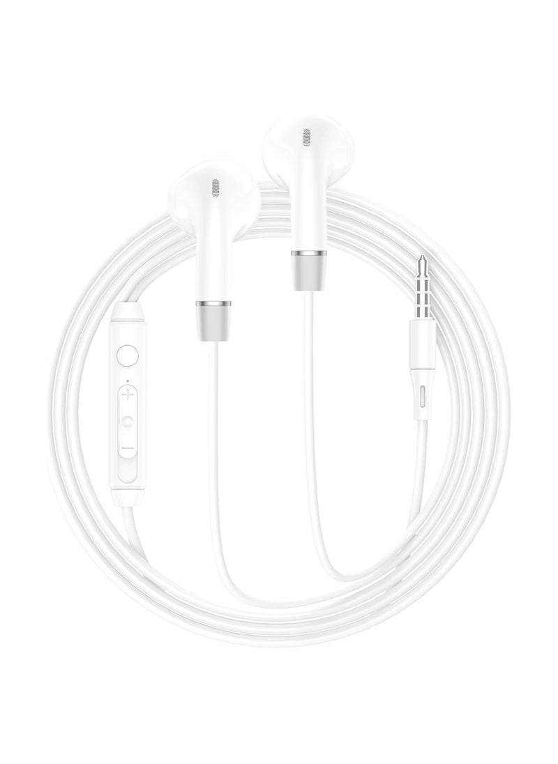Tingwode - Tingwode SV-13 Music Earphone With Microphone And Comfortable Wearing For Mobile Phone 1.2 M - White - Image 1