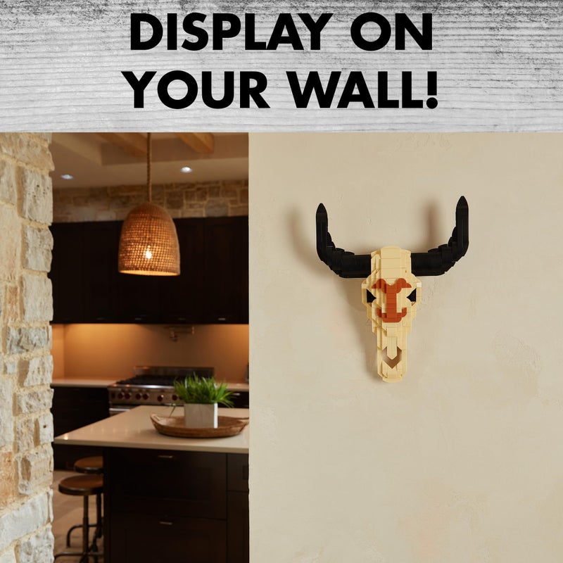 Brickcraft Officially Licensed Yellowstone TV Show Cow Steer Skull with Table & Wall Mount Included 563 Pieces Multicolored Brick Building Set - Image 4