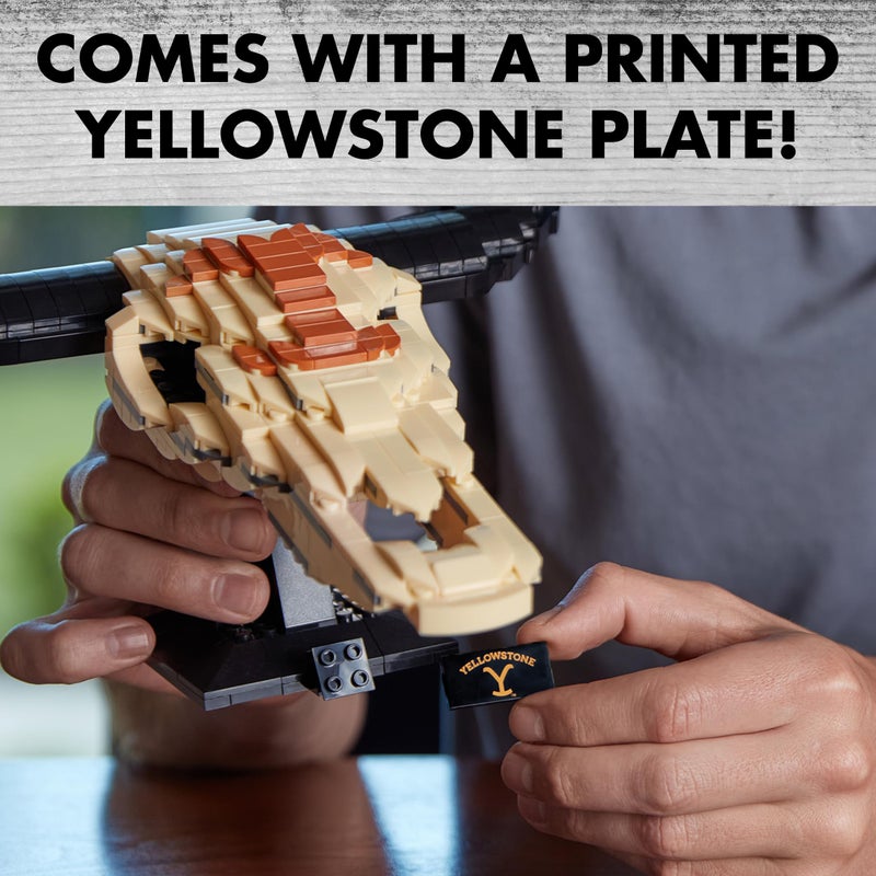 Brickcraft Officially Licensed Yellowstone TV Show Cow Steer Skull with Table & Wall Mount Included 563 Pieces Multicolored Brick Building Set - Image 5