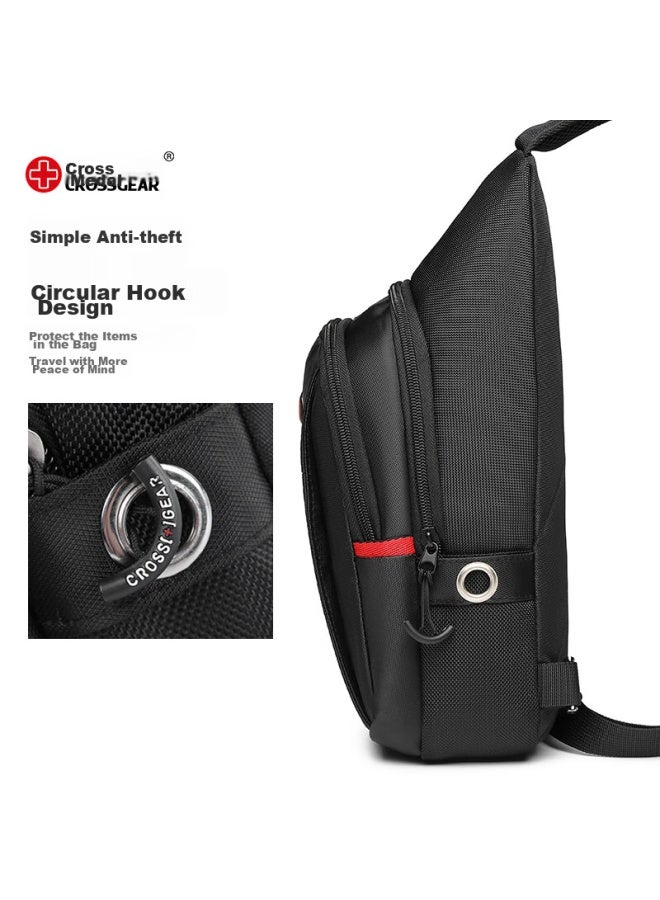 CROSS+GEAR Crossgear Swiss Chest Bag, Casual Sports Shoulder Bag, Men's Flat Crossbody Backpack, Multifunctional Cycling Phone Bag, Storage Bag - Image 3