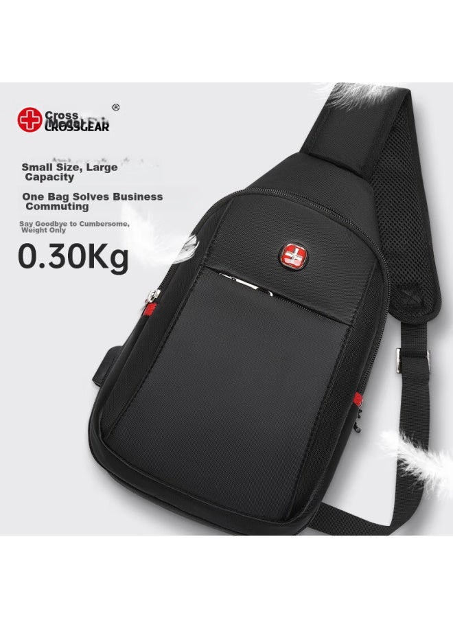 CROSS+GEAR Crossgear Swiss Chest Bag, Casual Sports Shoulder Bag, Men's Flat Crossbody Backpack, Multifunctional Cycling Phone Bag, Storage Bag - Image 1