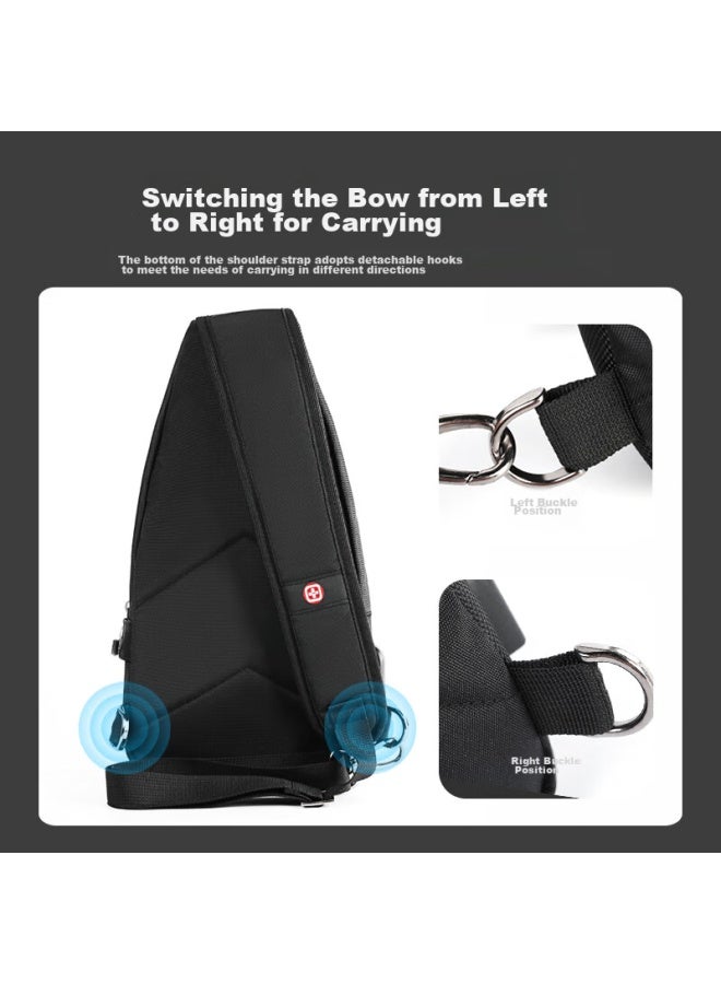 CROSS+GEAR Crossgear Swiss Chest Bag, Casual Sports Shoulder Bag, Men's Flat Crossbody Backpack, Multifunctional Cycling Phone Bag, Storage Bag - Image 5