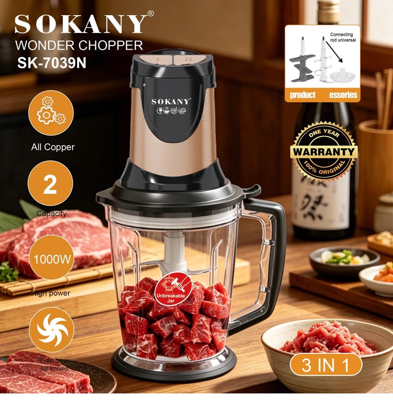 Sokany Acrylic Kibbeh 2 Liter 1000 Watt SK-7039N - Image 3