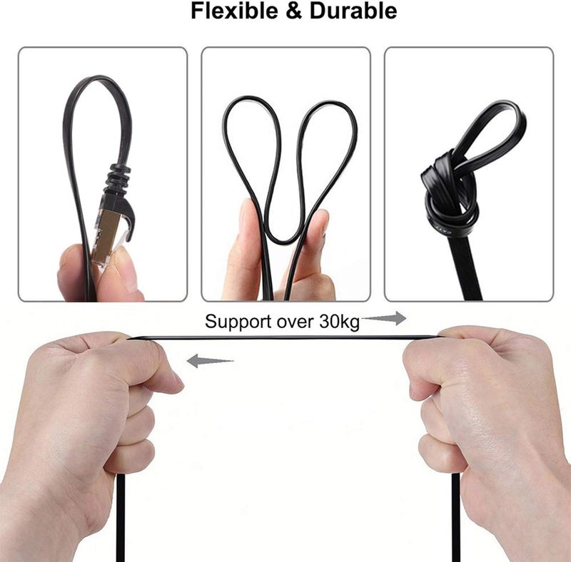 BUSOHE كابل إيثرنت Cat8 بطول 10 أقدام 5 حزمة متعدد الألوان، كابل إيثرنت مسطح RJ45 للكمبيوتر، شبكة الإنترنت LAN، 40Gbps 2000MHz أسرع من Cat7/Cat6/Cat5-10 أقدام - Image 5