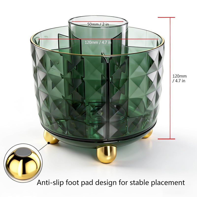 GOTOBA Dark Green Pen Pencil Holder for Desk, 360Â° Rotating Pen Organizer, Green Office Supplies, Cute Pen Holder, 6-Compartment Pencil Holder Rotating - Image 5