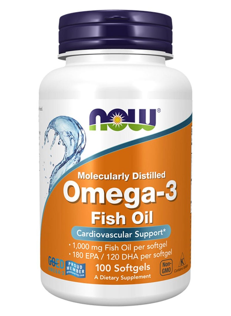 Now Foods Omega-3 Fish Oil 100 Softgels - Image 1
