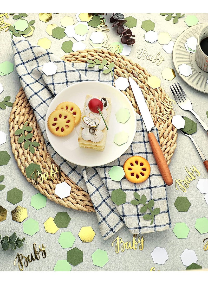 Excefore زخرفة حفلة مولود جديد باللون الأخضر مع زينة الأوكالبتوس بألوان هرمية للكشف عن جنس الفتاة أو الولد زفاف ذكرى الزواج حفلة عيد الميلاد زخرفة 400 قطعة - Image 5