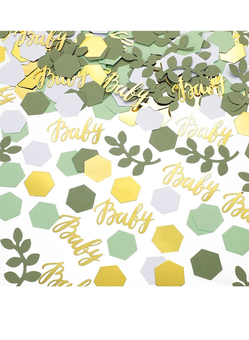 Excefore زخرفة حفلة مولود جديد باللون الأخضر مع زينة الأوكالبتوس بألوان هرمية للكشف عن جنس الفتاة أو الولد زفاف ذكرى الزواج حفلة عيد الميلاد زخرفة 400 قطعة - Image 1