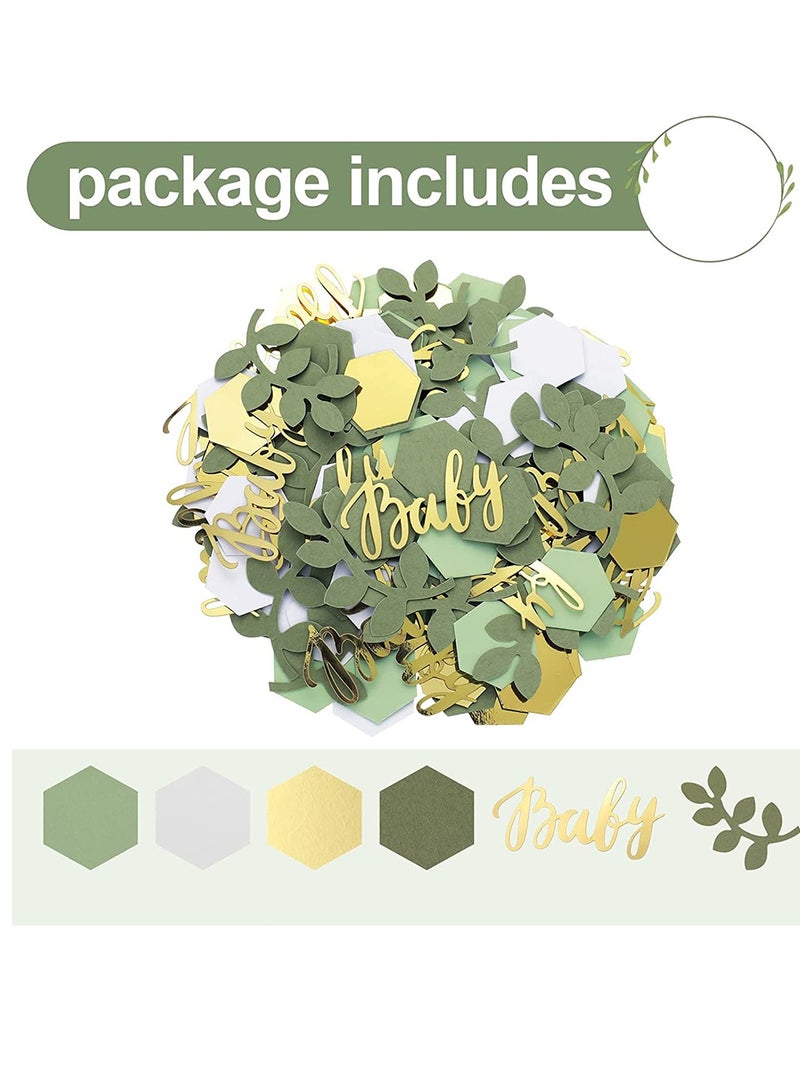 Excefore زخرفة حفلة مولود جديد باللون الأخضر مع زينة الأوكالبتوس بألوان هرمية للكشف عن جنس الفتاة أو الولد زفاف ذكرى الزواج حفلة عيد الميلاد زخرفة 400 قطعة - Image 2