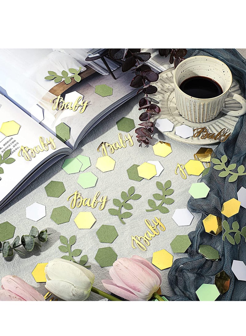 Excefore زخرفة حفلة مولود جديد باللون الأخضر مع زينة الأوكالبتوس بألوان هرمية للكشف عن جنس الفتاة أو الولد زفاف ذكرى الزواج حفلة عيد الميلاد زخرفة 400 قطعة - Image 3