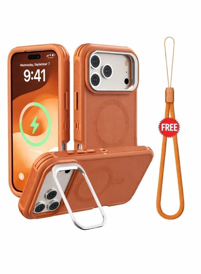 Neyecam NEW HOT SALE Magnetic Robot Case for iPhone 17 Pro  Built-in Strong Magnet, 3-Layer Heavy Duty Shockproof TPU+PC Cover with Adjustable Camera Lens Kickstand, Wireless Charging Support, Free Lanyard - Image 1