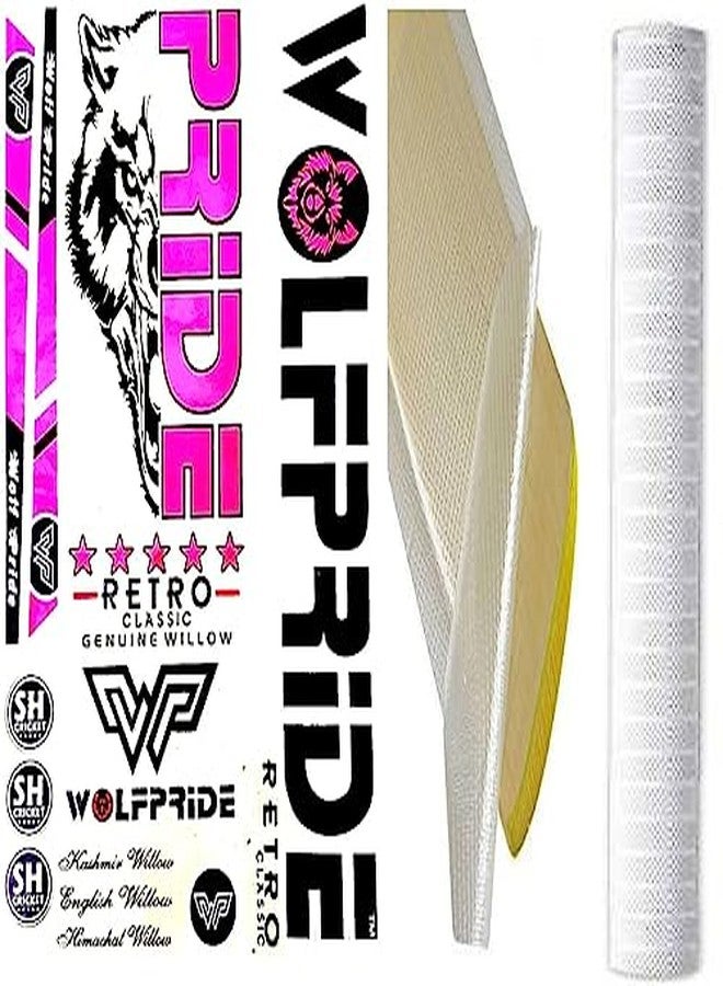 WOLF PRIDE Retro Classic Premium Quality Cricket Bat Sticker Combo (Pink Sticker, White Grip and Sheet) - Image 2