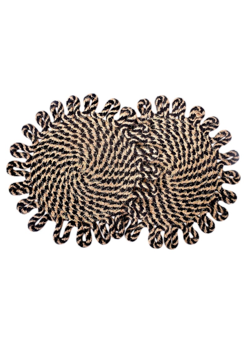TSUKUYOMI TSUKUYOMI Pack of 2 Jute Rustic Vintage Placemat for Dining Table Bedside Table Tea Coaster Plate mat Decoration mat 12 x12 inch30 cm O P Black Beige  - Image 4