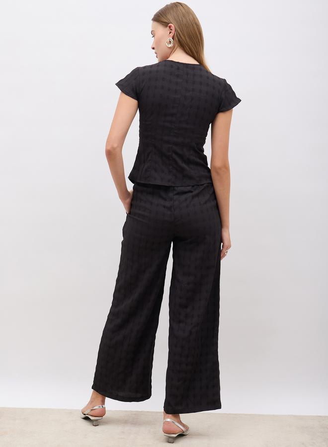 Styli Self Design Asymmetric Hem Top and Wide Leg Pants Co-Ords  - Image 5