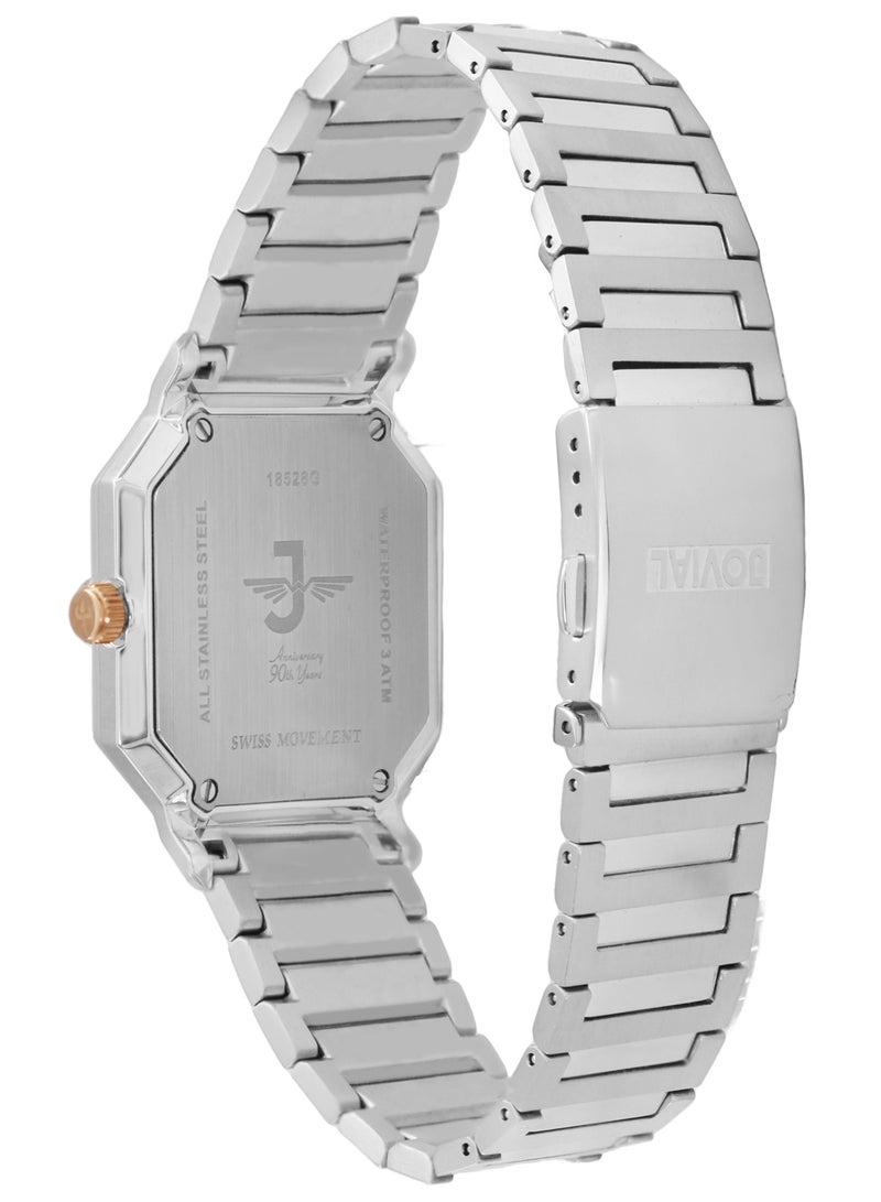 Jovial JOVIAL 18528GSMQ04E Men's Fashion Watch Stainless Steel Band Watch,35.5mm, Blue Dial - Image 3