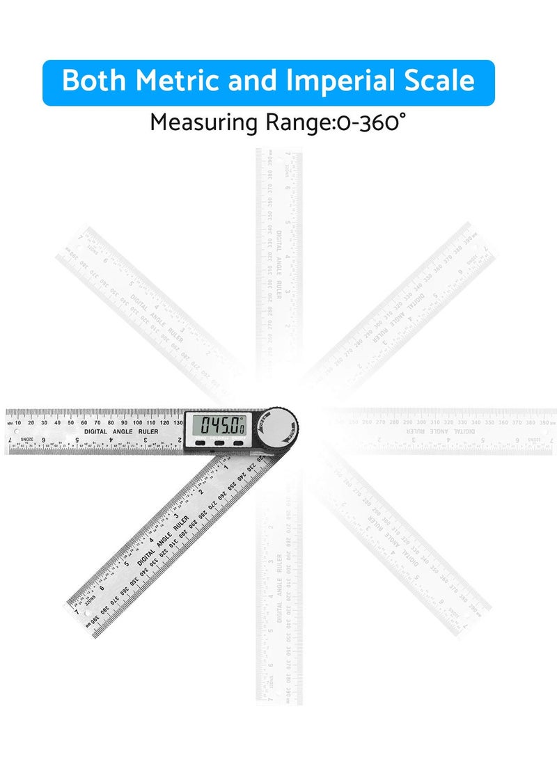 Chabeia 8 inch/200mm, Digital Protractor, Stainless Steel, Electronic Angle Ruler, Angle Gauge, Goniometer,Miter Gauge - Image 3