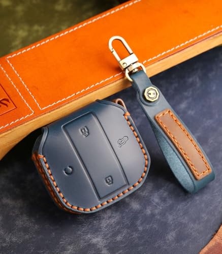 Ysbxitu Key Fob Case with Keychain Clip Compatible with Chery Jetour Freedom Shanhai T1 Traveller 2024 2025 Intelligent Auto Key fob Cover Natural top Layer Cowhide Brown - Image 3