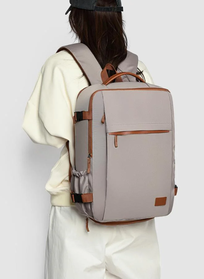 Take Two Grey Contrast Binding Zip Closure Backpack