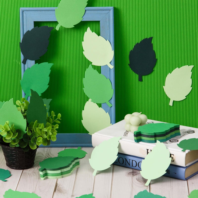 MixTeach 200 Pcs Paper Leaf Cutouts Assorted Green Color Leaf Cut Outs 4 Inch Paper Leaves Shapes Die Cut Spring Summer Classroom Decor for Bulletin Board DIY Craft Project Party Wall Decoration - Image 4