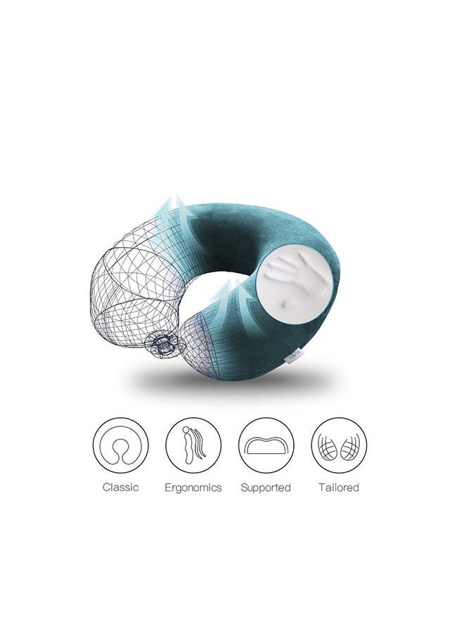 House One - Velvet Neck and Travel Pillow 30x25x10 cm - Turquoise - Image 1