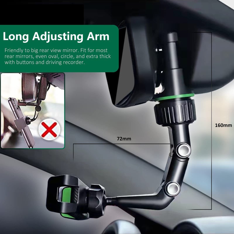 PKYAA Rearview Mirror Phone Mount Holder for Car, 360Â° Rotating , Multifunctional Mount Phone and GPS Holder Universal Car Phone Holder for All Smartphones - Image 4