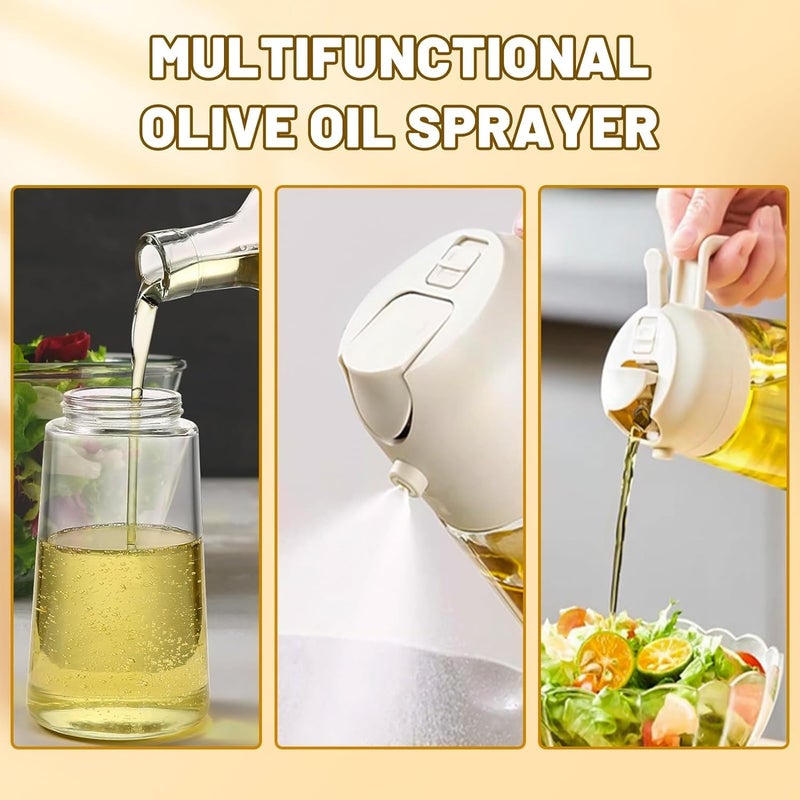 we3 Olive Oil Dispenser 2 In 1 Glass Oil Sprayer and Dispenser Oil Mister Spray Bottle For Cooking Air Fryer Frying BBQ 450 ml White - Image 4