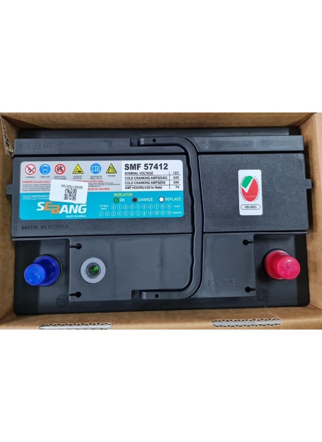 HTE H.T.E  Sebang Car Batteries Korea (Smf57412 / Smf57413 / Din 74 / 12V 74Ah)  - Image 2