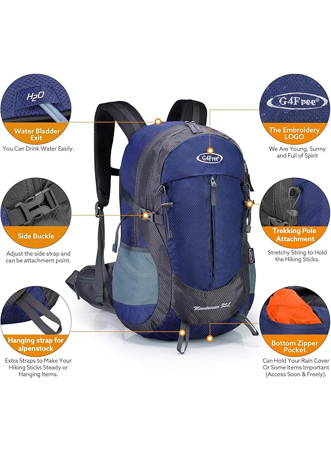 G4Free 35L Waterproof Hiking Backpack Outdoor Rucksack Trekking Daypack for Camping Hiking Backpacking Climbing with Rain Cover - Image 3