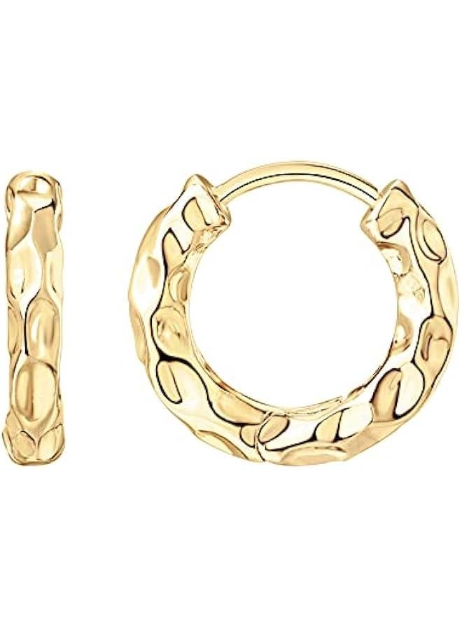PAVOI 14K Gold Plated 925 Sterling Silver Post Ultra Thick Huggie Earring | Women's Mini Hoop Earrings | Gold Plated Small Hoops  - Image 1