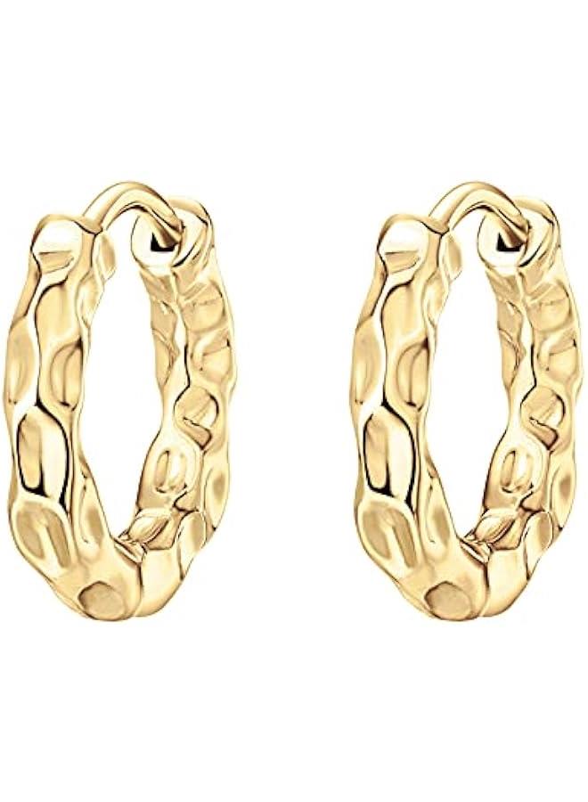 PAVOI 14K Gold Plated 925 Sterling Silver Post Ultra Thick Huggie Earring | Women's Mini Hoop Earrings | Gold Plated Small Hoops  - Image 3