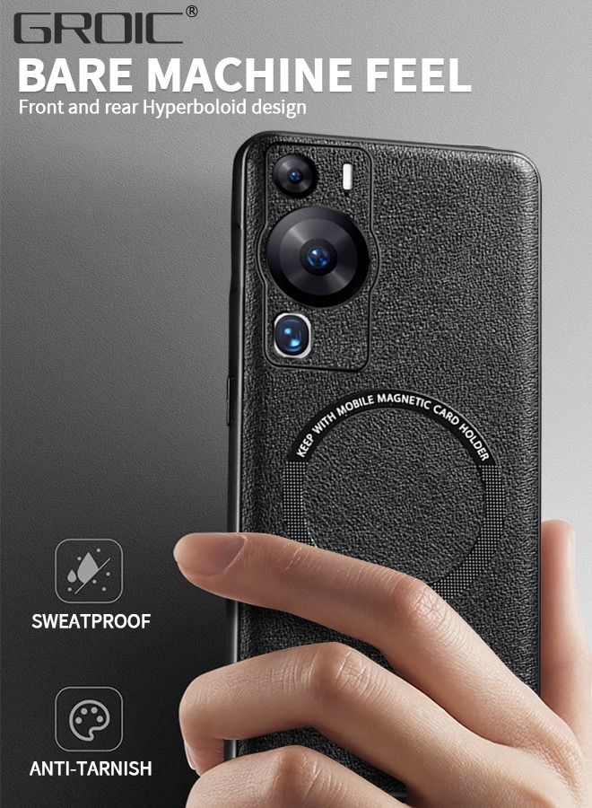 GROIC Designed for Huawei P60/P60Pro 6.67 Inch with Screen Protector, Tempered Glass Film, Leather Case Protective Cover Wireless Magnetic MagSafe Charging Ultra Slim Anti-Scratch Protection Shell - Image 2