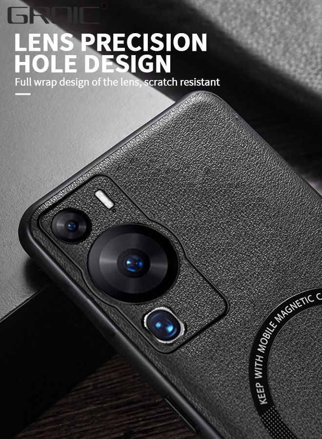 GROIC Designed for Huawei P60/P60Pro 6.67 Inch with Screen Protector, Tempered Glass Film, Leather Case Protective Cover Wireless Magnetic MagSafe Charging Ultra Slim Anti-Scratch Protection Shell - Image 5