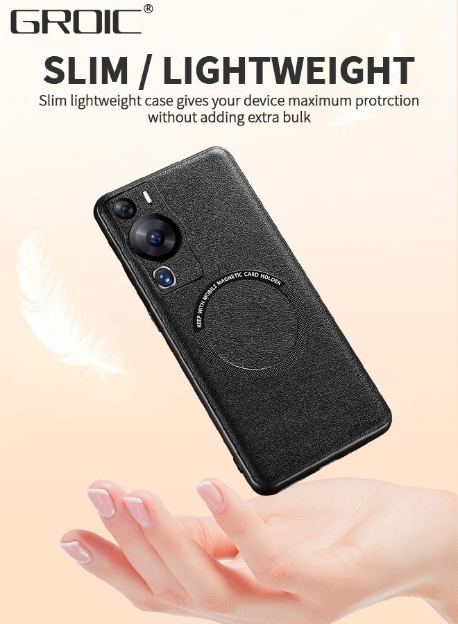 GROIC Designed for Huawei P60/P60Pro 6.67 Inch with Screen Protector, Tempered Glass Film, Leather Case Protective Cover Wireless Magnetic MagSafe Charging Ultra Slim Anti-Scratch Protection Shell - Image 3