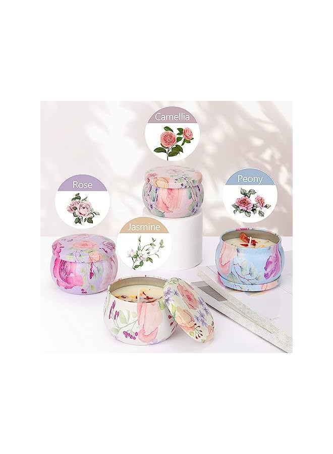 The Bros 4 Pcs Aromatherapy Candle, Scented Candles Gift Set, Soy Wax Aromathrapy Candles for Stress Relief, for Home Scented, Birthday, Christmas, Thanksgiving, Mother's Day, Flower Style - Image 2