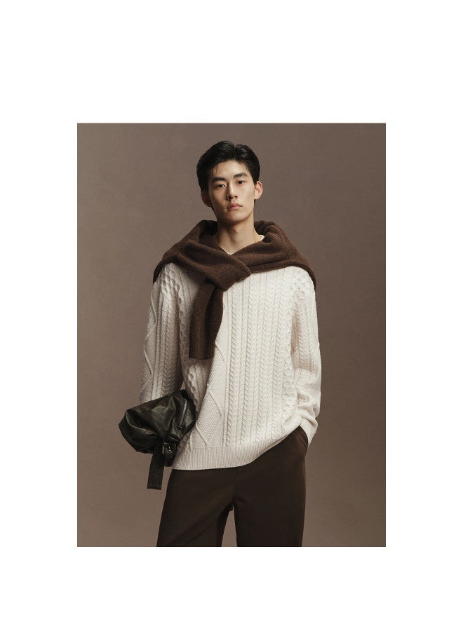 Waxbird Men's Winter Cable Knit Sweater Lazy Sweater Skin-friendly Glutinous Rice Fleece Men's Sweater - Image 2