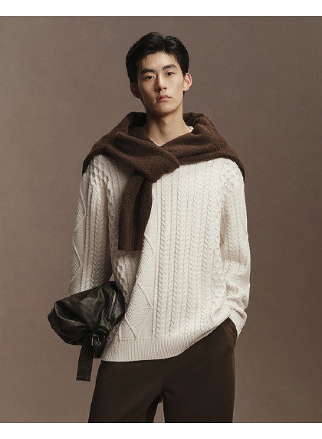 Waxbird Men's Winter Cable Knit Sweater Lazy Sweater Skin-friendly Glutinous Rice Fleece Men's Sweater - Image 1