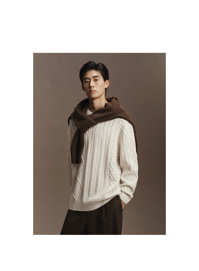 Waxbird Men's Winter Cable Knit Sweater Lazy Sweater Skin-friendly Glutinous Rice Fleece Men's Sweater - Image 4