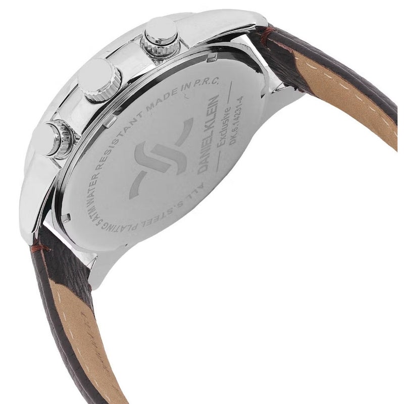 دانيل كلاين سوار رجالي من الجلد | علبة من سبيكة فضية | تناظري | قرص دائري أخضر داكن منقوش | حركة كوارتز يابانية | حصري | مقاومة للماء حتى عمق 50 مترًا - Image 3