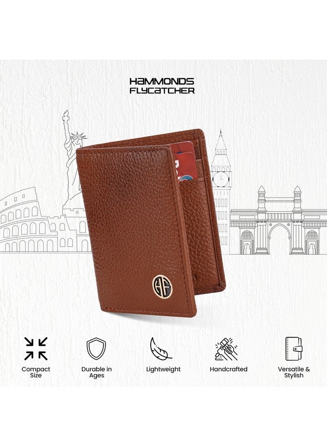  هاموندز فلاي كاتشر حامل بطاقات من الجلد الأصلي من HAMMONDS FLYCATCHER للرجال، حامل بطاقات ائتمان، محفظة بطاقات ائتمان رفيعة قابلة للطي ومحمية بتقنية RFID للرجال مع 6 فتحات للبطاقات وفتحة واحدة للعملات المعدنية وزر كبس معدني - بني - Image 3
